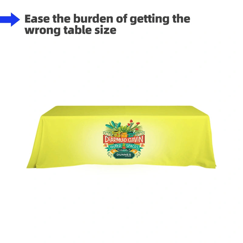 Adjustable table cover for exhibition booths