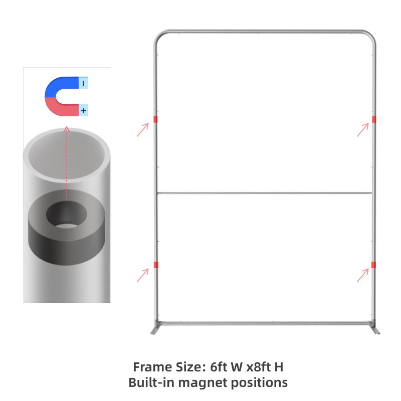 Magnetic Straight Fabric Banner Stand - Flame-Retardant 240g Tension Fabric