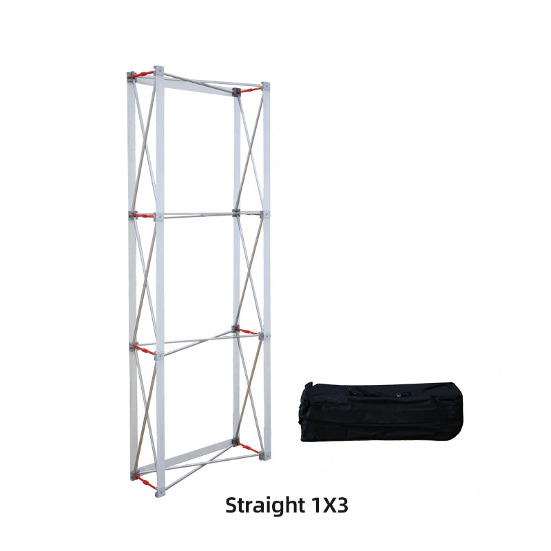 Straight fabric popup display with seamless fabric graphics