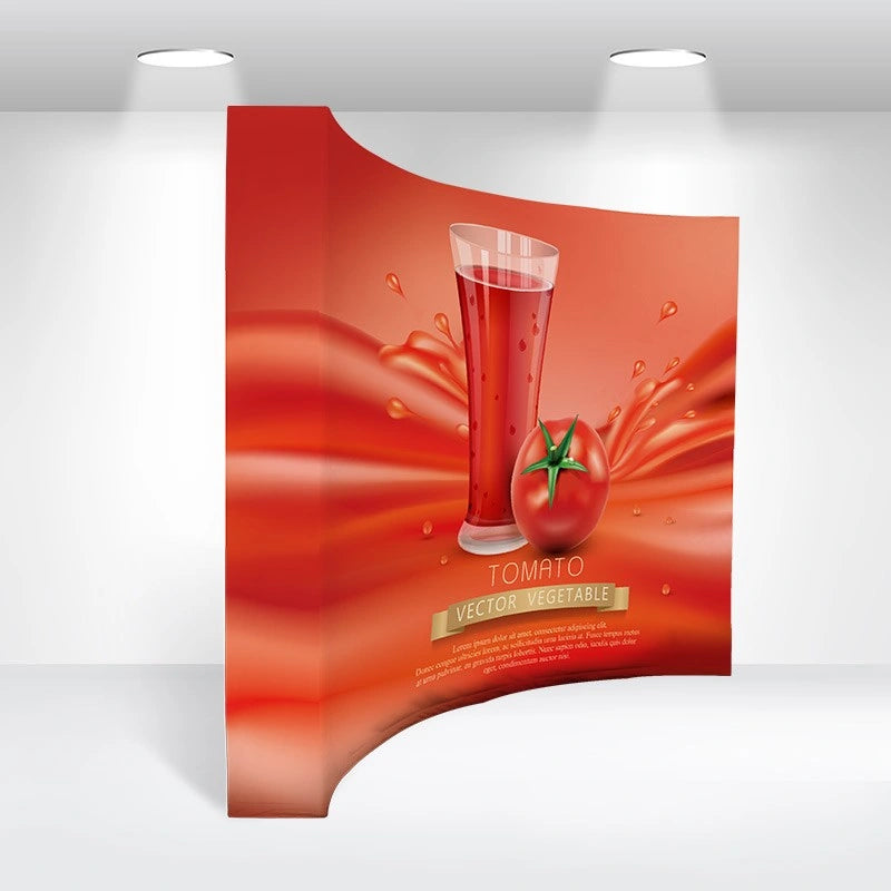 Lightweight curved fabric popup display with aluminum frame