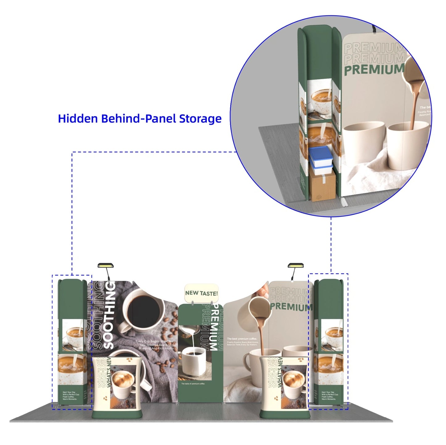 Large 10x20 exhibition booth with custom graphics designed for customer engagement and lead generation at trade shows