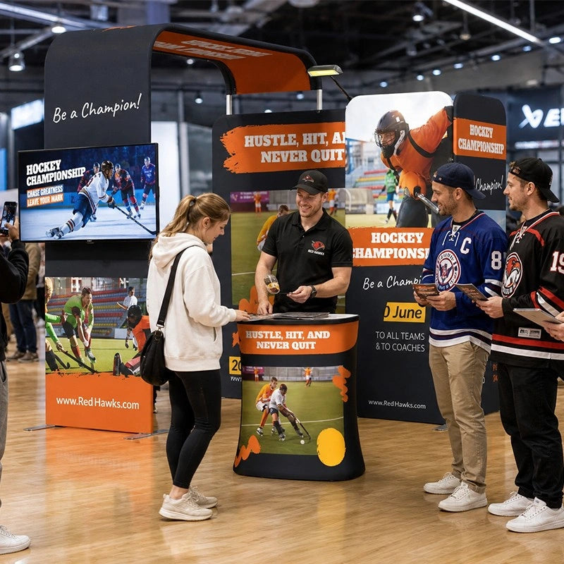 Modular 10x10 trade show display for professional event branding.