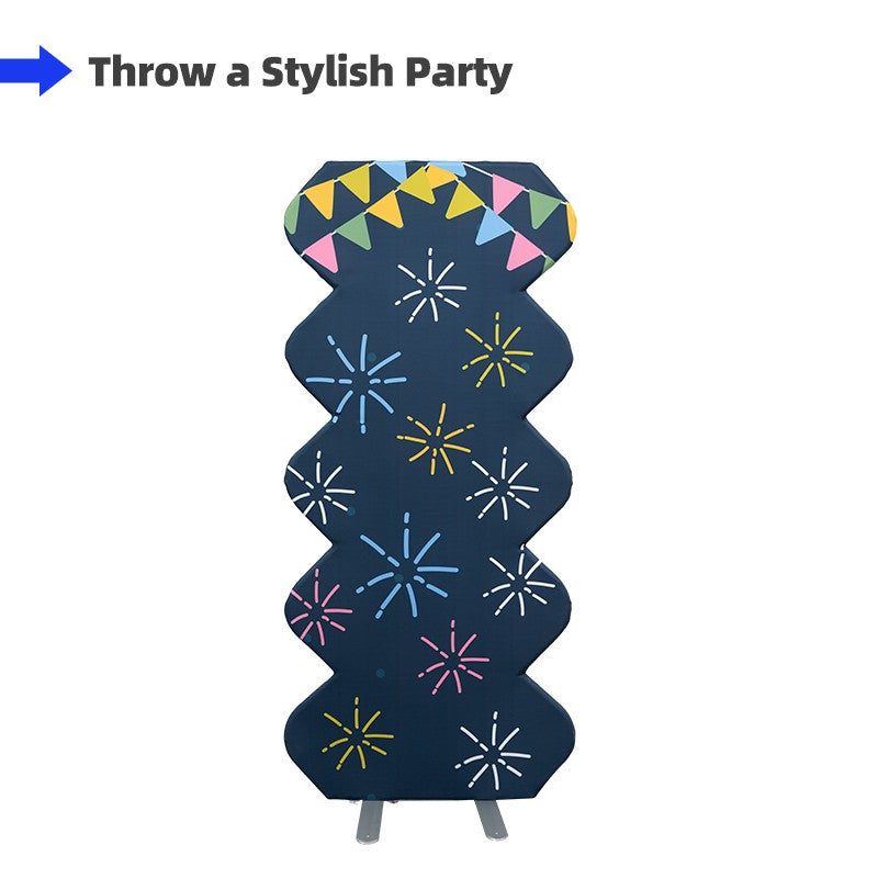 Corrugated Spring Stand Party Backdrop Decor - Flame-Retardant 240g Tension Fabric