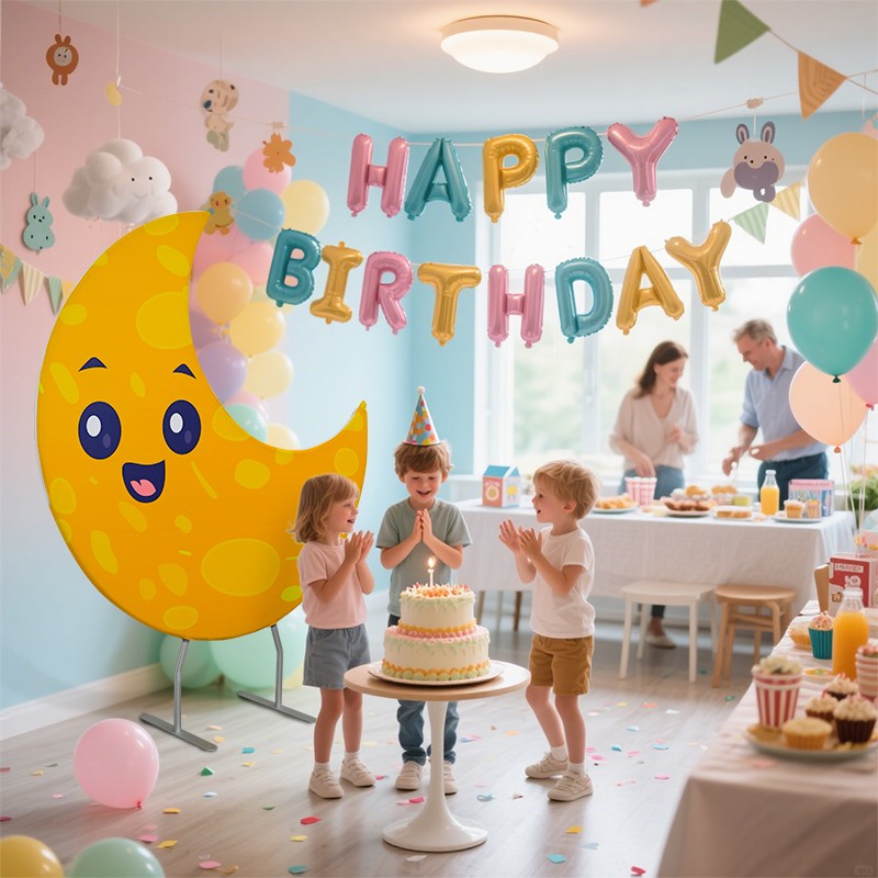 Crescent Moon Shaped Backdrop - Flame-Retardant 240g Tension Fabric