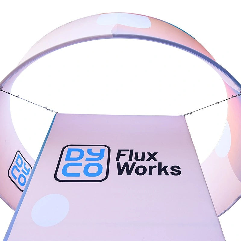 Square trade show tower display with fabric graphics