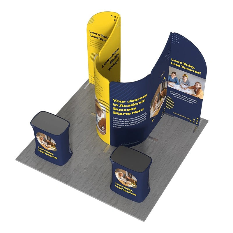 Professional B12 trade show booth display with seamless fabric graphics for impactful exhibition marketing