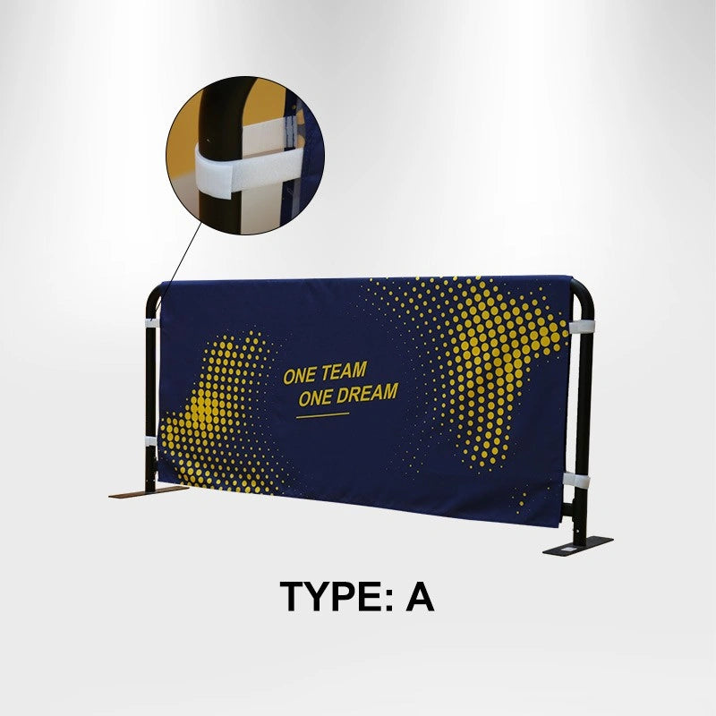 Printed barricade jacket featuring custom graphics for exhibitions, events, and outdoor promotions