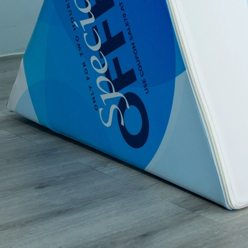 Compact Triangle Banner Stand for space-efficient event displays