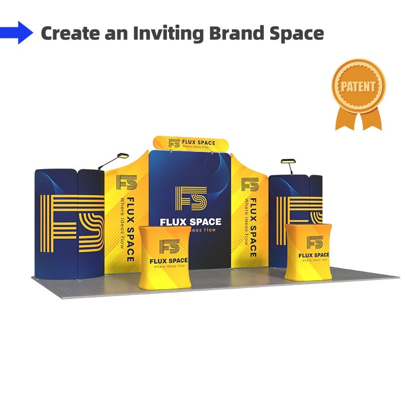 Custom 10x20 trade show booth kit B9 designed to showcase multiple products, services, and brand messages