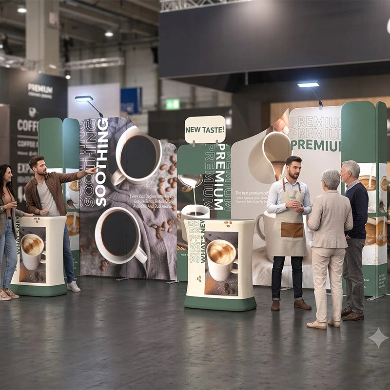 10x20ft exhibition booth B7 with vibrant custom fabric graphics for conferences, expos, and promotional events