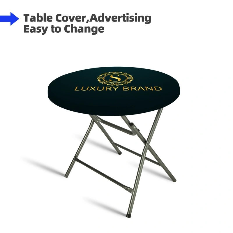 Premium Round Stretch Table Topper designed for exhibitions, conferences, and corporate events.