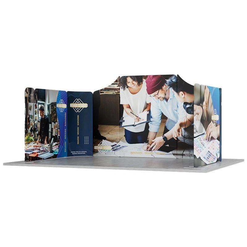 Magnetic tension fabric display system for shopping malls