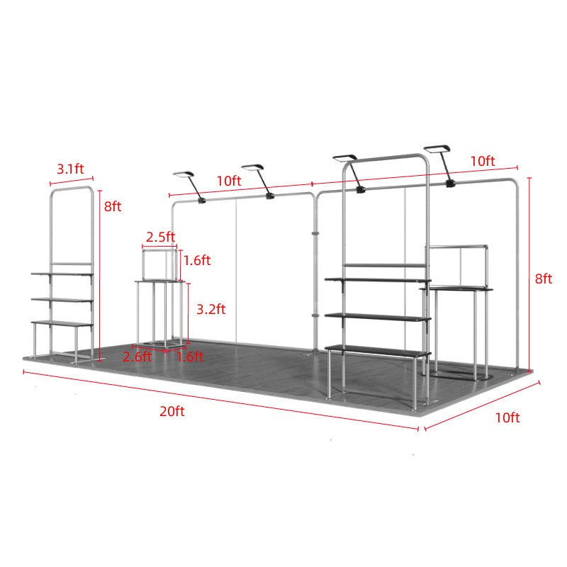 10x20ft Trade Show Booth Kit - A2 - Flame-Retardant 240g Tension Fabric