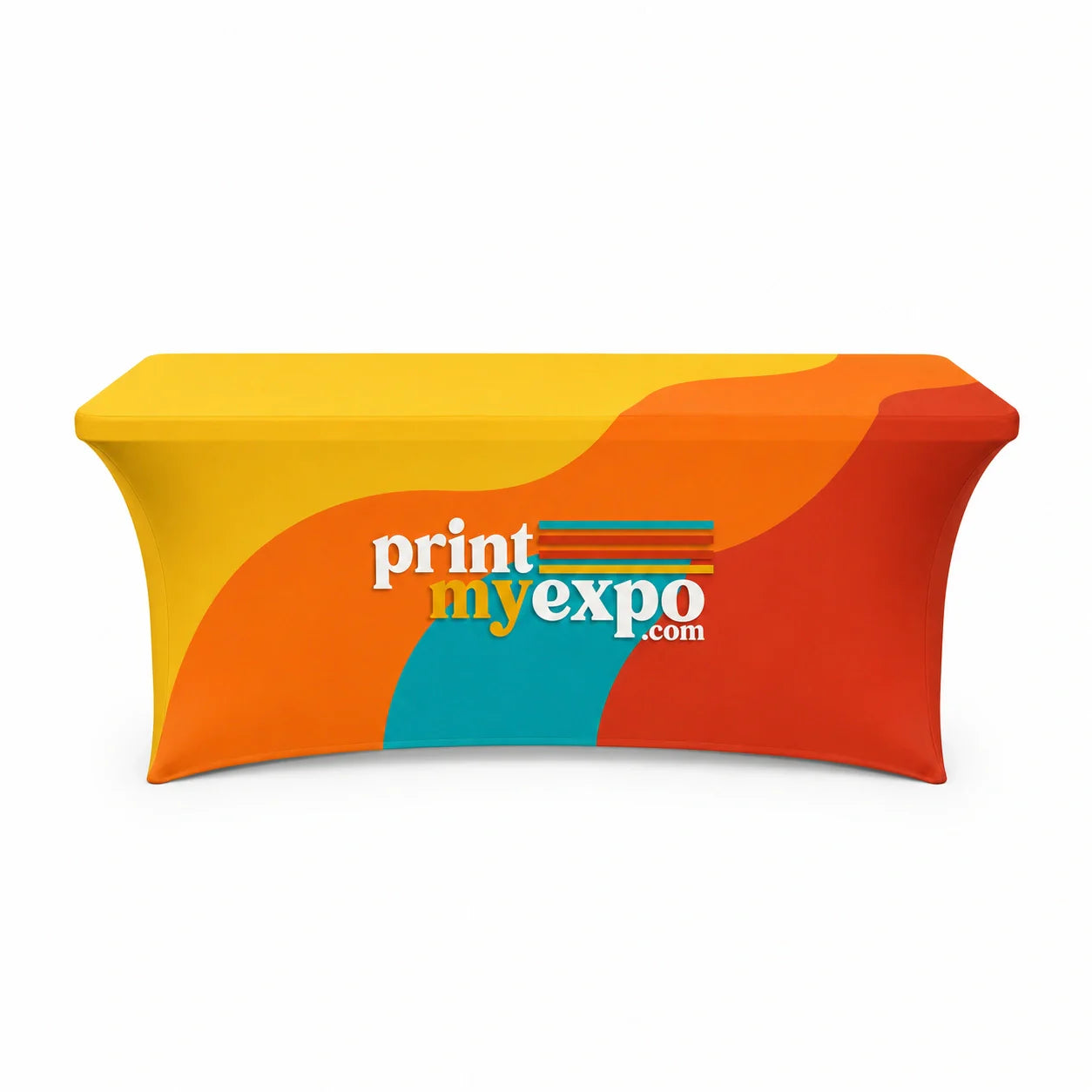 Custom table covers collection for trade shows, exhibitions, conferences, and branded event displays
