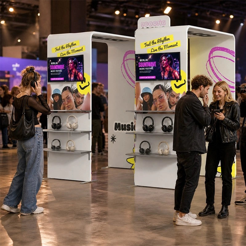 Professional 10x10 Trade Show Booth Kit creating an organized exhibition space for business promotions.