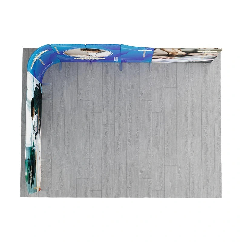 16.4x13 trade show booth with straight, curved, and slope fabric panels
