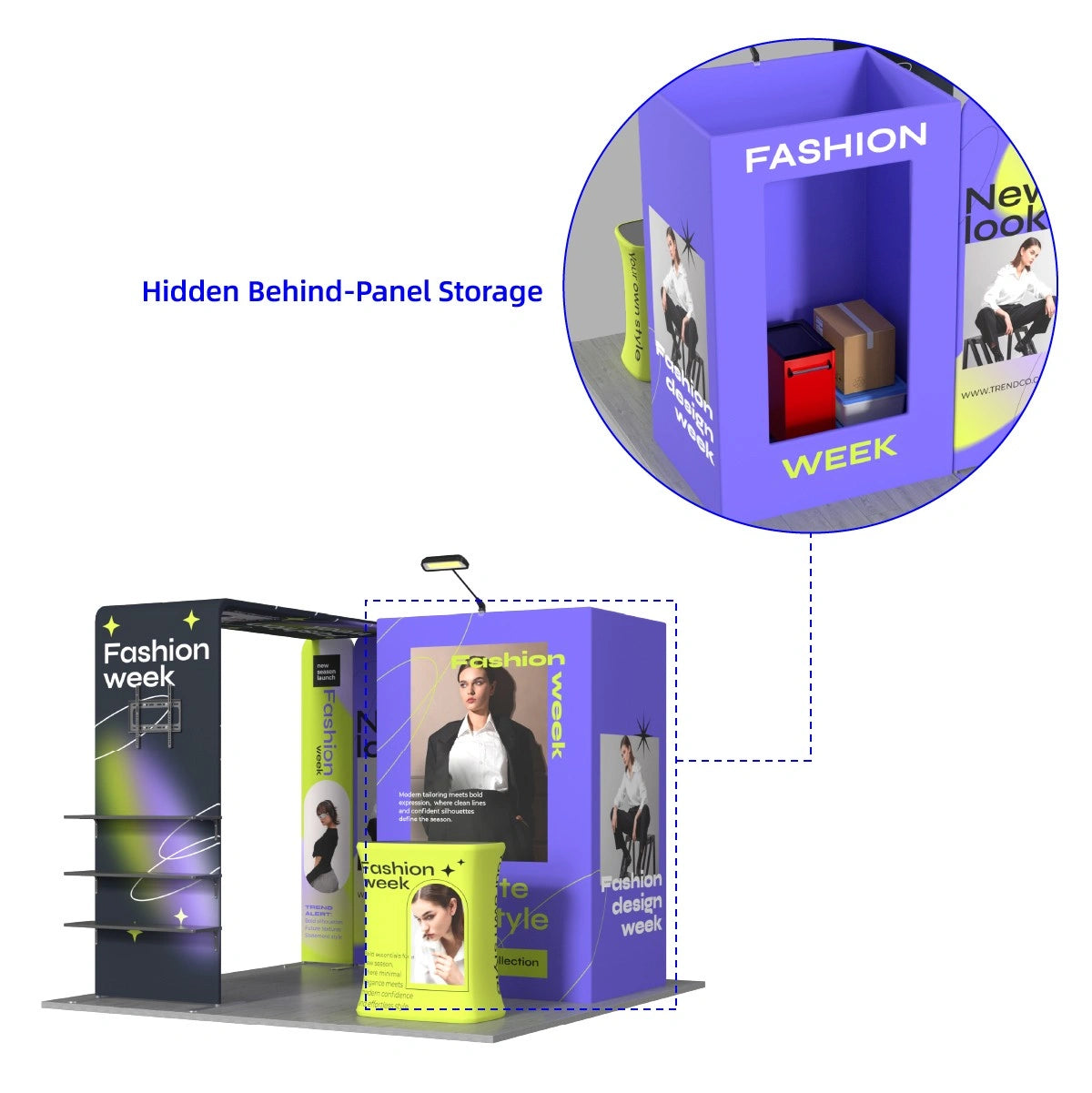 Reusable 10x10ft booth kit with custom branding for trade shows, expos, and business conferences