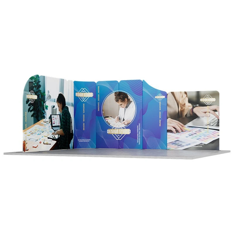 Custom 16.4x13 exhibition display with magnetic fabric banner stands