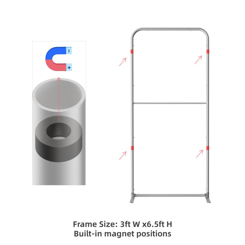 Magnetic Straight Fabric Banner Stand - Flame-Retardant 240g Tension Fabric