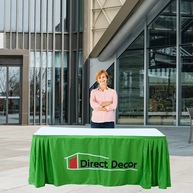 Custom Table Skirt with open tabletop for exhibitions