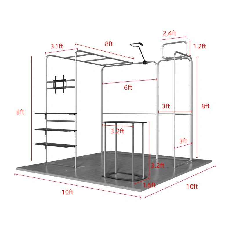 Trade show booth kit B3 arranged in 10x10ft configuration