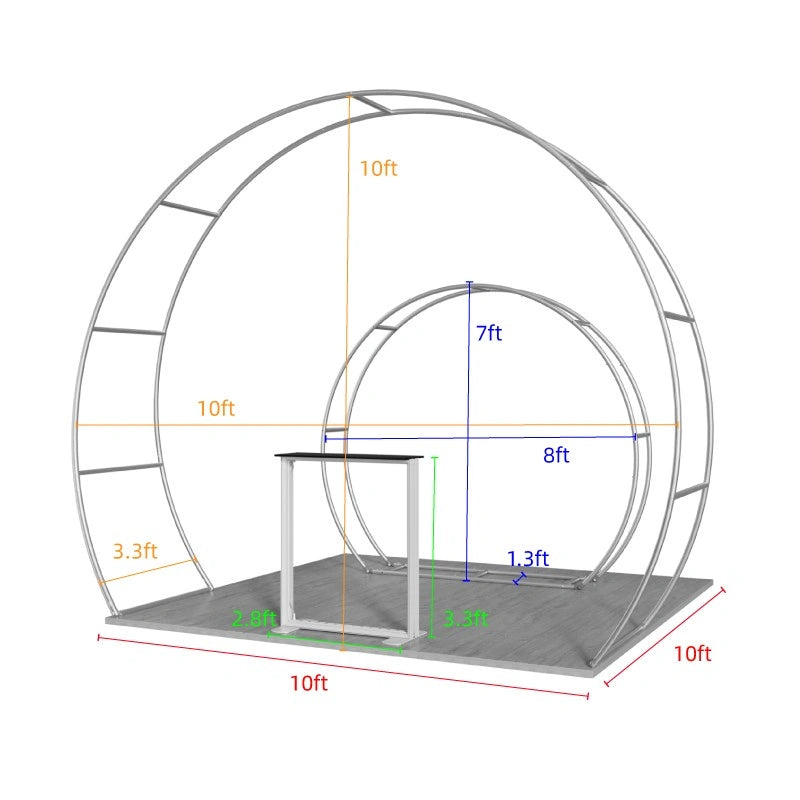 Back view of 10x10 trade show booth showing frame assembly and fabric fitting