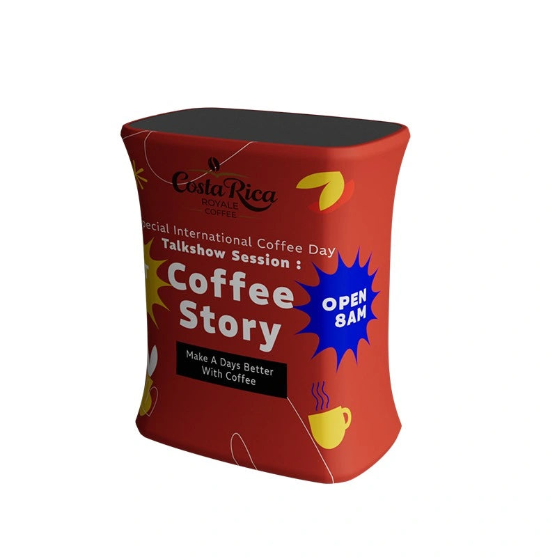 Side angle view of 10x10ft trade show booth kit A4 setup