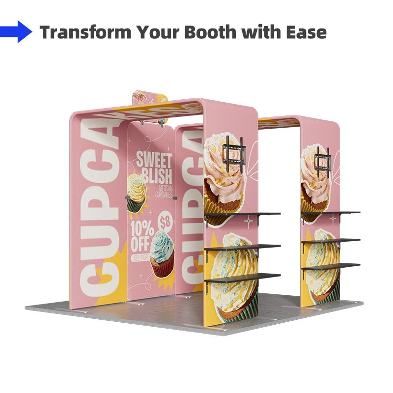 Front view of 10x10ft trade show booth kit C1 with custom graphics