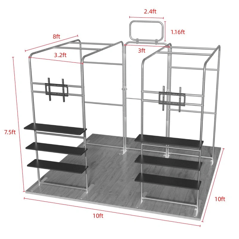 Back view showing frame structure of 10x10ft trade show booth kit C1