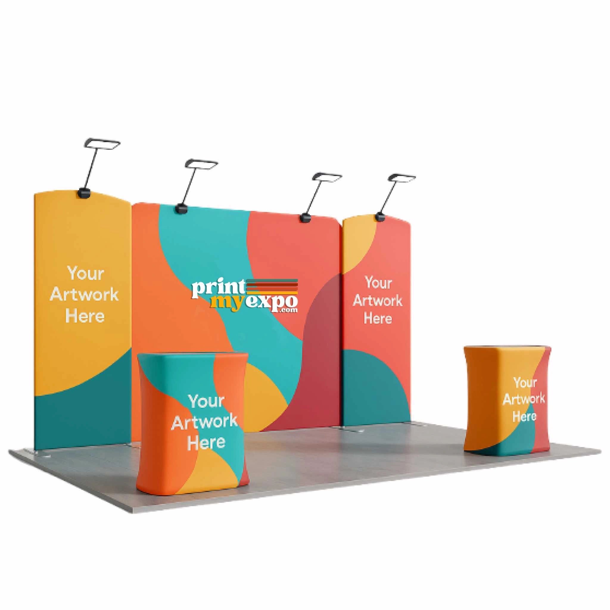 10x15ft trade show booth kit A1 with custom tension fabric graphics for exhibitions