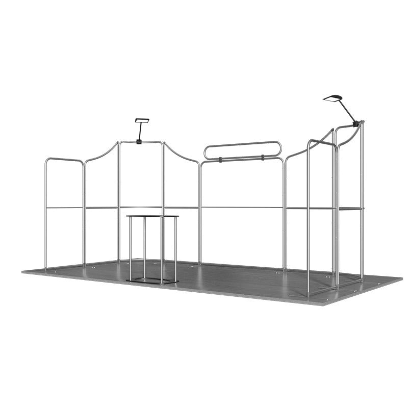Side angle view of 10x20ft trade show booth kit B4 setup
