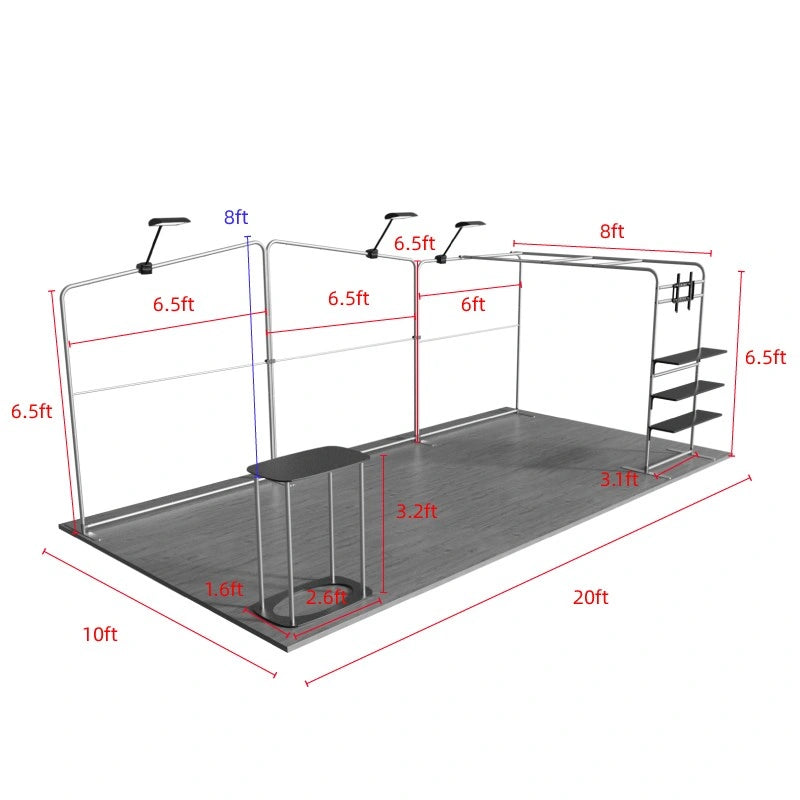 Trade show booth kit C1 arranged in 10x20ft configuration