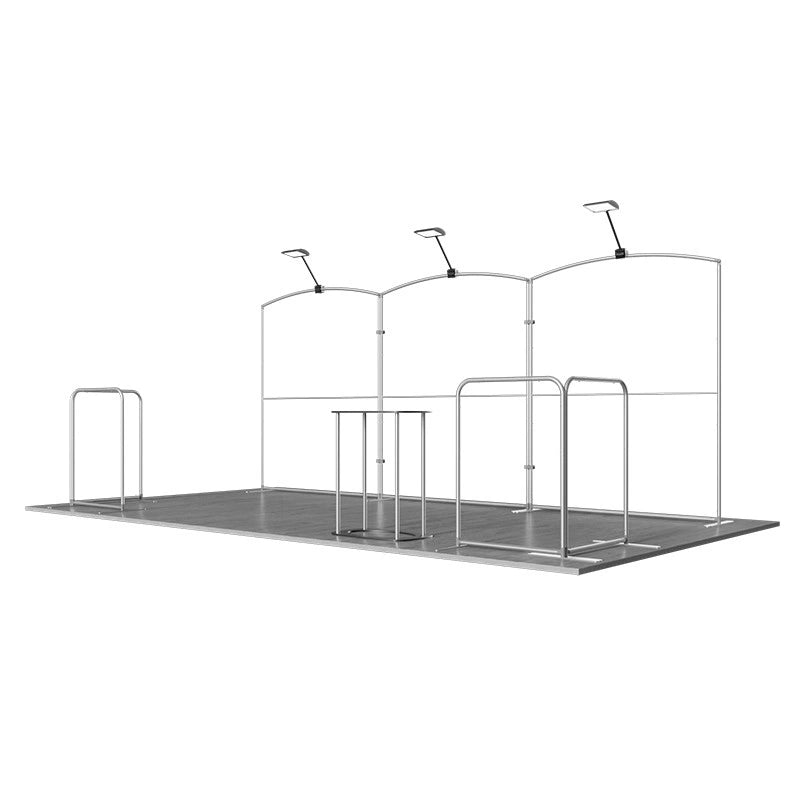 Side angle view of 10x20ft trade show booth kit C2 setup