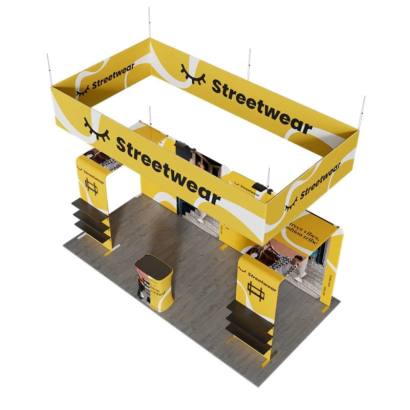 10x20 exhibition booth structure with sturdy aluminum frame and fabric graphics