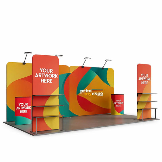 10x20ft trade show booth kit A2 with custom tension fabric graphics for exhibitions