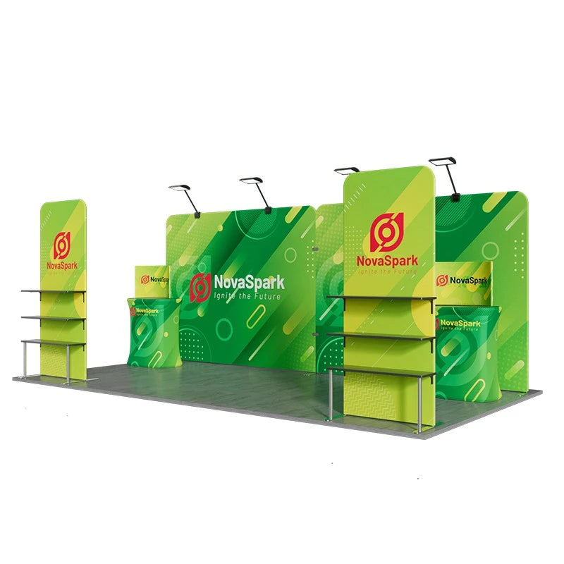 Custom printed 10x20ft trade show booth kit with high quality tension fabric panels