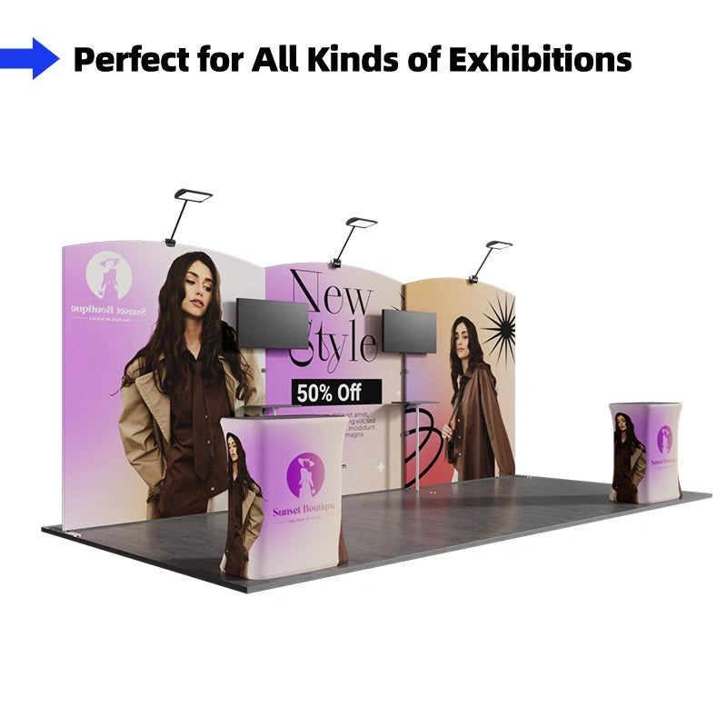Front view of 10x20ft trade show booth kit C4 with branded graphics