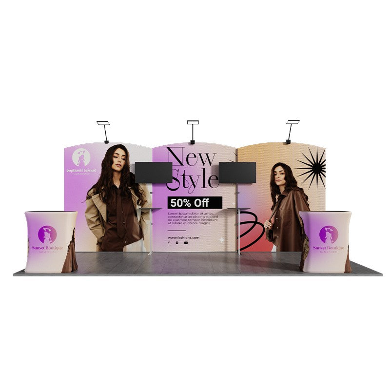 10x20ft Trade Show Booth Kit - C4 Flame-Retardant 240g Tension Fabric