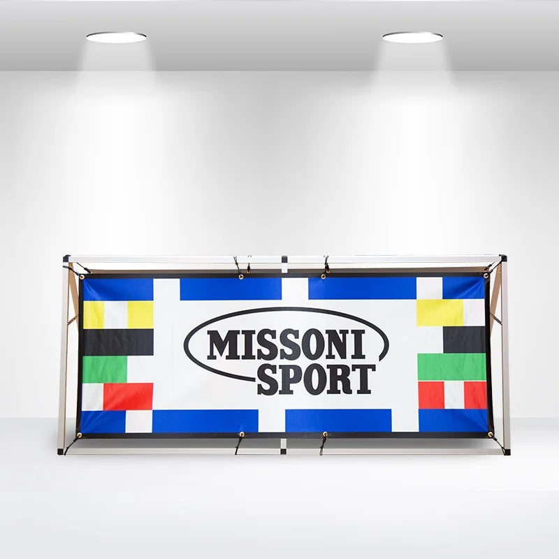 Portable A-frame banner display with double-sided graphics for high-visibility event advertising