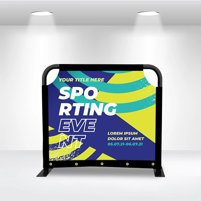 Custom graphic barricade cover designed to add professional branding to event crowd barriers