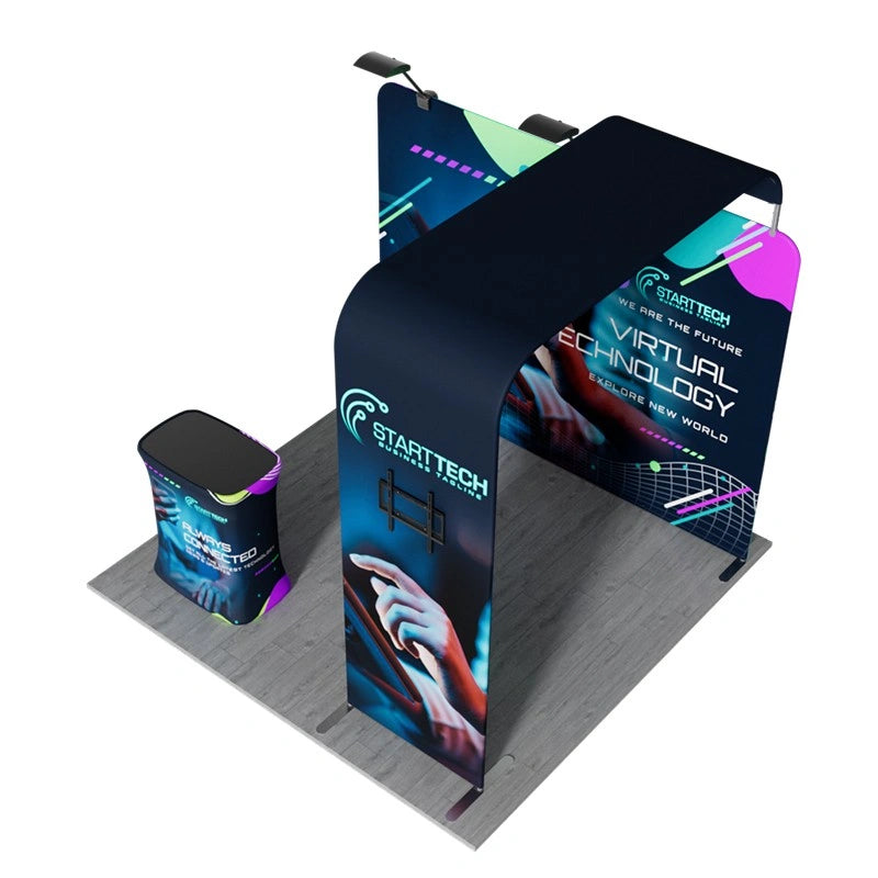 Portable Trade Show Booth Kit A3 with lightweight aluminum framing and custom tension fabric graphics