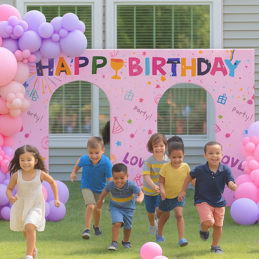 Open Door Arch Backdrop styled with event décor for weddings, birthdays, celebrations, and professional photoshoots