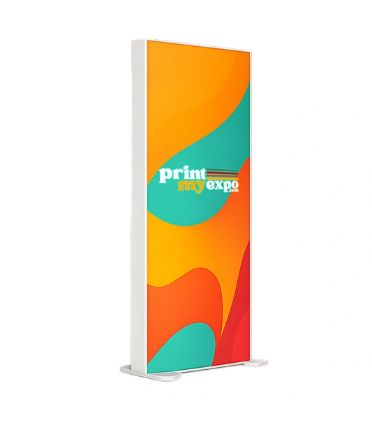 “Custom 2.8x8.2 ft SEG light box display with backlit fabric for events, conferences and brand promotion”