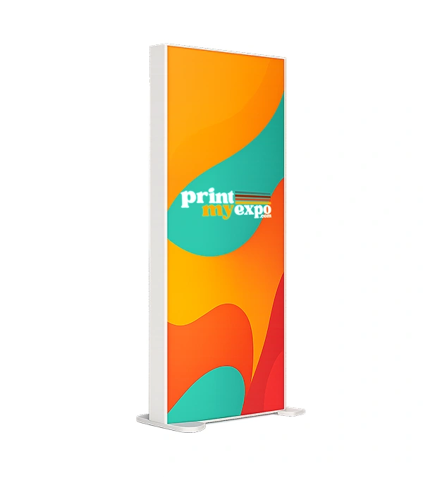 “2.8x7.4 ft SEG backlit light box display with flame-retardant 200g fabric for exhibitions and trade shows”