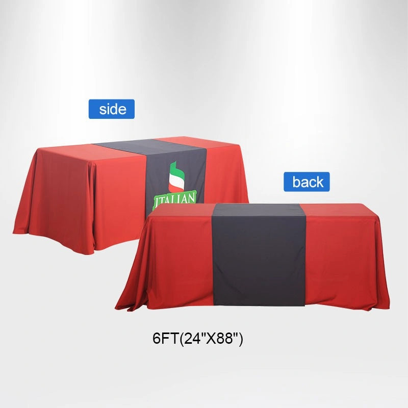 Branded table runner crafted from premium fabric for conferences and business events.