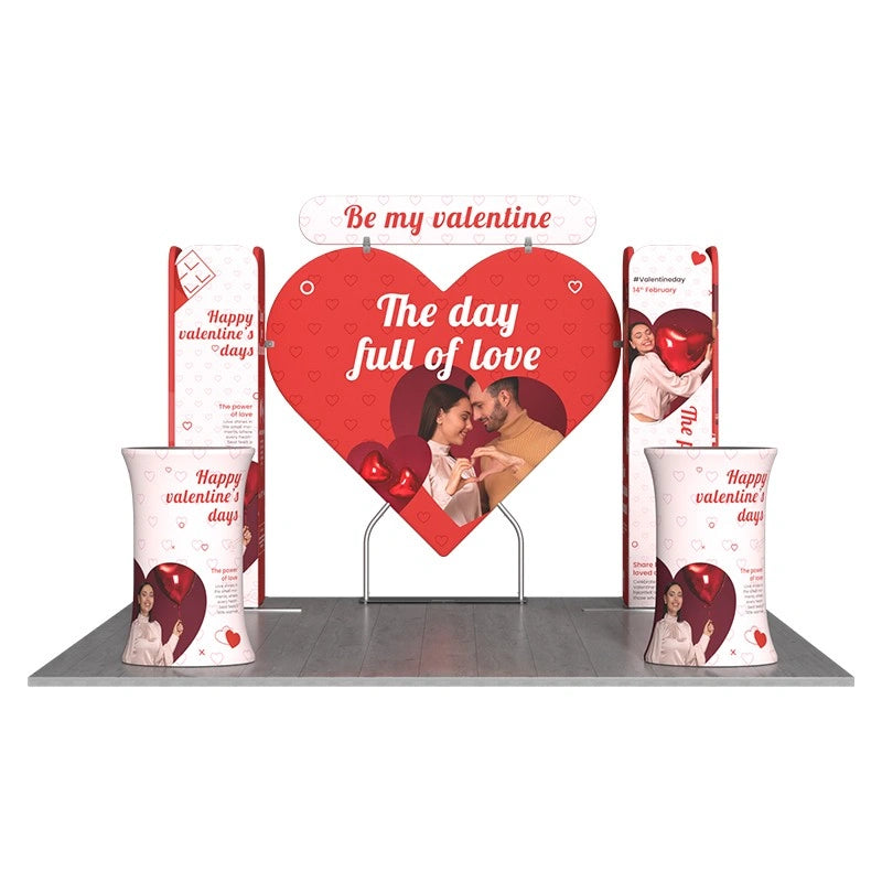 Portable 10x10ft exhibition booth display with vibrant custom graphics for business expos and conferences
