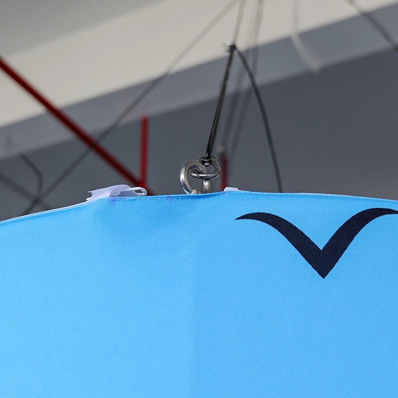 Exhibition cloud hanging sign with steel cable suspension