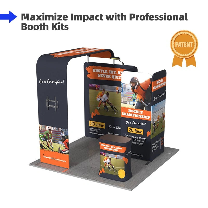 Custom B8 trade show booth display for business exhibitions.