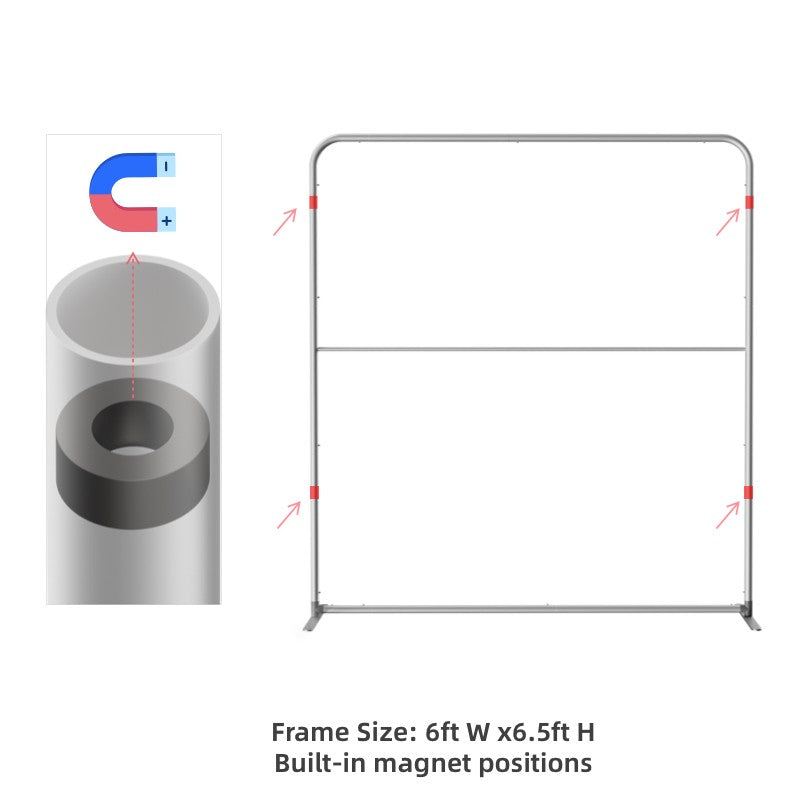 Magnetic Straight Fabric Banner Stand - Flame-Retardant 240g Tension Fabric