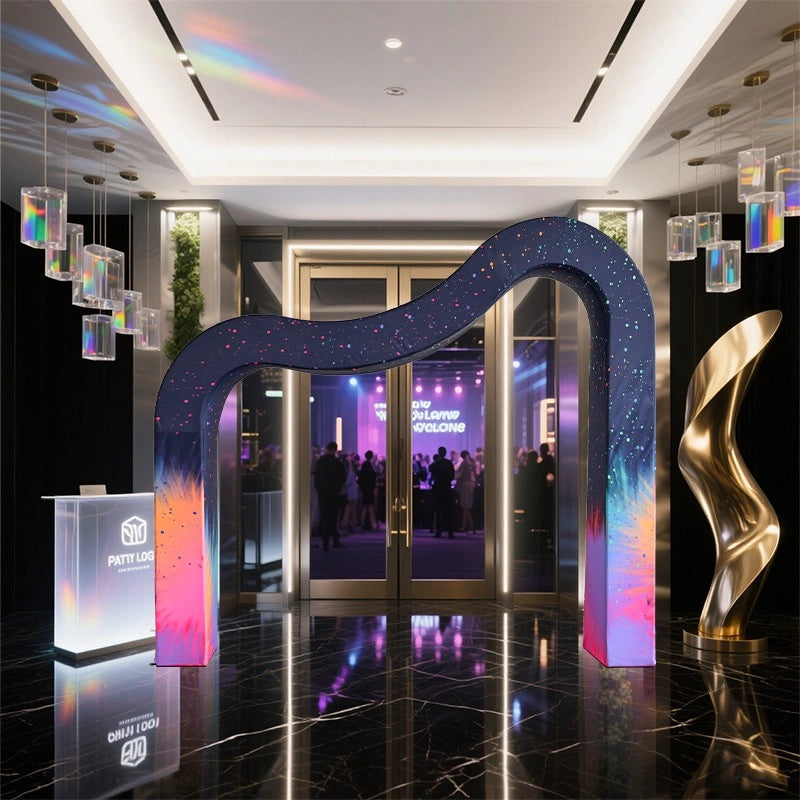 3D Wave Backdrop creating a sculptural focal point for weddings, photo areas, celebrations, and corporate events